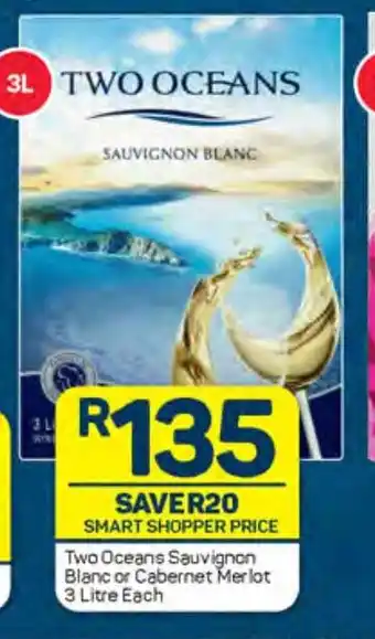 Pick n Pay Two Oceans Sauvignon Blanc or Cabernet Merlot 3 Litre Each offer