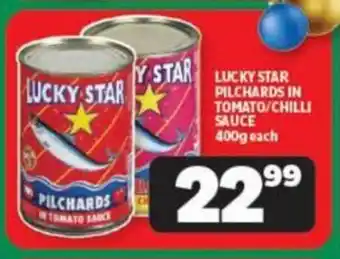 Usave LUCKY STAR PILCHARDS IN TOMATO/CHILLI SAUCE 400g each offer