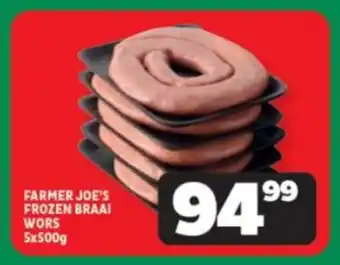 Usave FARMER JOE'S FROZEN BRAAI WORS 5x500g offer