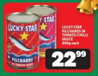 Usave LUCKY STAR PILCHARDS IN TOMATO/CHILLI SAUCE 400g each offer