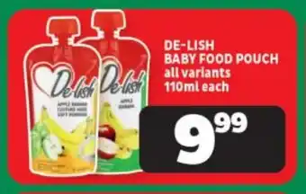 Usave DE-LISH BABY FOOD POUCH all variants 110ml each offer