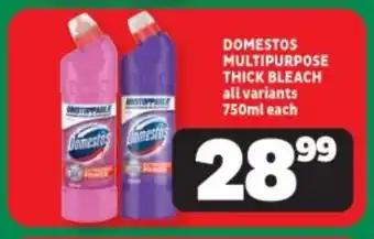 Usave DOMESTOS MULTIPURPOSE THICK BLEACH all variants 750ml each offer
