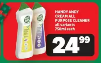 Usave HANDY ANDY CREAM ALL PURPOSE CLEANER all variants 750ml each offer