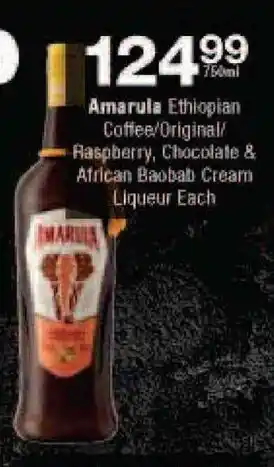 Checkers Amarula Ethiopian Coffee/Original/ Raspberry, Chocolate & African Baobab Cream Liqueur Each offer