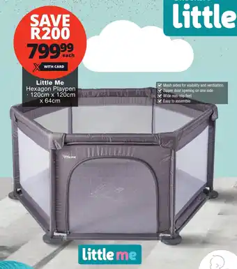 Checkers Little Me Hexagon Playpen 120cm x 120cm x 64cm offer