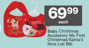 Checkers Baby Christmas Accessory My First Christmas/Santa's Nice List Bib offer