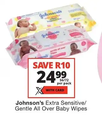 Johnson's Extra Sensitive/ Gentle All Over Baby Wipes