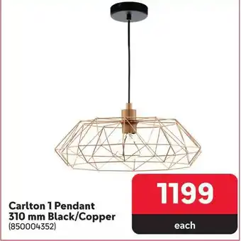 Makro Carlton 1 Pendant 310 mm Black/Copper offer