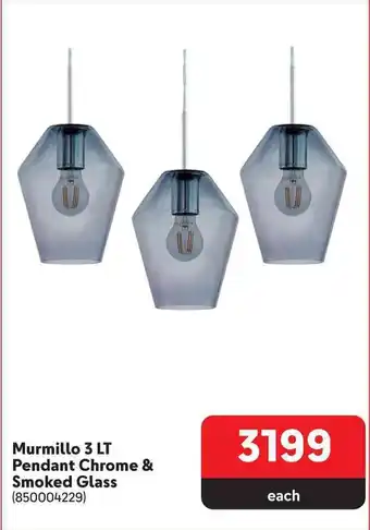 Murmillo 3 LT Pendant Chrome & Smoked Glass