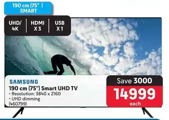 Makro SAMSUNG 190 cm (75") Smart UHD TV offer