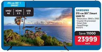 Makro SAMSUNG 215 cm (85") Smart UHD TV offer
