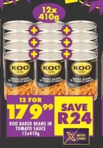 Shoprite KOO BAKED BEANS IN TOMATO SAUCE 12x410g offer