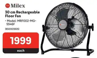 Makro Milex 30 cm Rechargeable Floor Fan offer