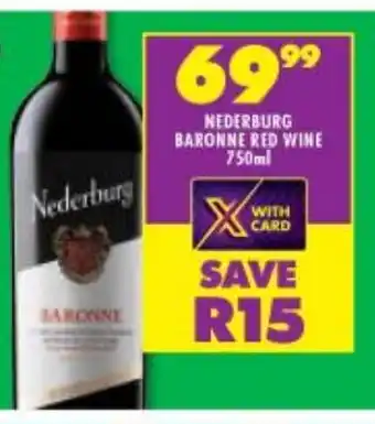 Shoprite Liquor NEDERBURG BARONNE RED WINE 750ml offer