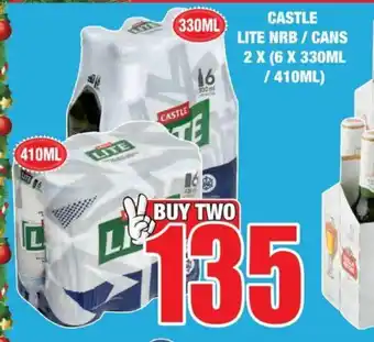 Boxer Liquors CASTLE LITE NRB CANS 2 X (6 X 330ML/410ML) offer
