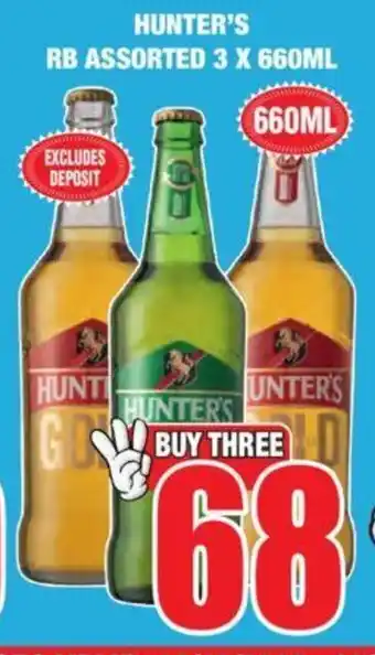 Boxer Liquors HUNTER'S RB ASSORTED 3 X 660ML offer