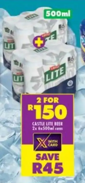 CASTLE LITE BEER 2x 6x500ml cans