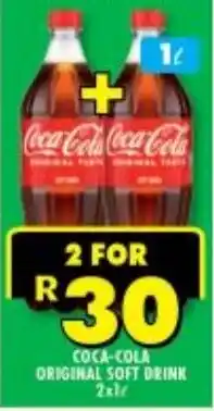 Shoprite Liquor COCA-COLA ORIGINAL SOFT DRINK 2x1L offer