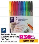 Game Staedtler ballpoint pens 10 pack assorted colours-per pack offer