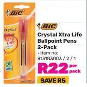 Game Bic crystal xtra life ballpoint pens 2 pack-per pack offer