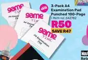 Game Game 3 pack a4 examination pad punched 100 page offer