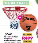 Game Shoot 43cm basketball ring plus basket ball size 7-both for offer