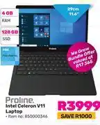 Game Proline 11.6(29cm) intel celeron v11 laptop offer