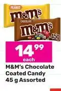 Game M&m's chocolate coated candy assorted-45g each offer