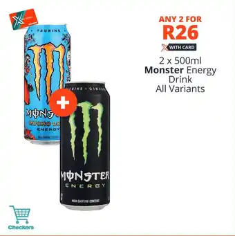 Checkers 2 x 500ml Monster Energy Drink All Variants offer