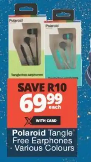 Checkers Polaroid Tangle Free Earphones - Various Colours offer
