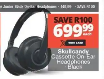 Checkers Skullcandy Cassette On-Ear Headphones Black offer