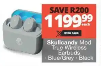 Checkers Skullcandy Mod True Wireless Earbuds Blue, Grey, Black offer