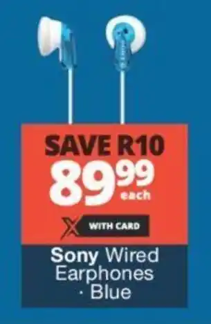 Checkers Sony Wired Earphones Blue offer