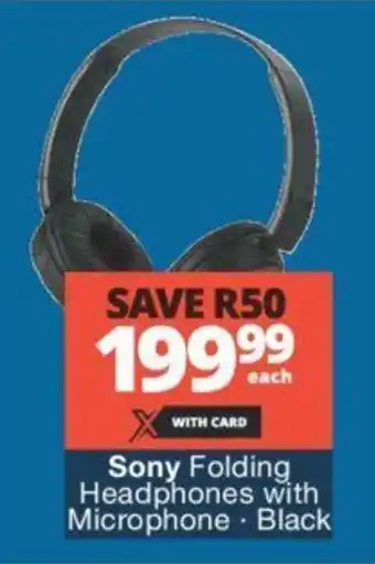 Checkers Sony Folding Headphones with Microphone Black offer