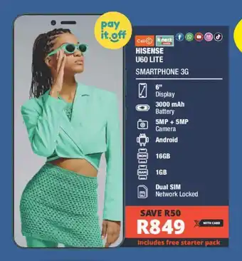 Checkers HISENSE U60 LITE SMARTPHONE 3G offer