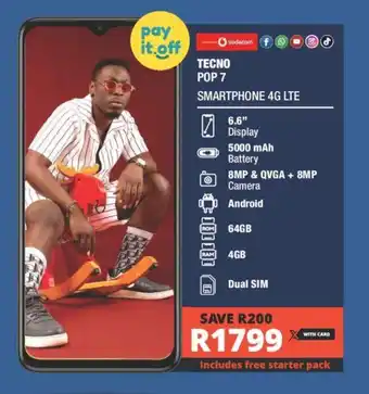 Checkers TECNO POP 7 SMARTPHONE 4G LTE offer