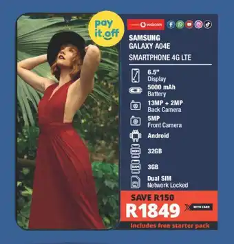 Checkers SAMSUNG GALAXY A04E SMARTPHONE 4G LTE offer