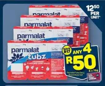 Pick n Pay Hypermarket Parmalat Tubz Dairy Snack Assorted 6x75g offer