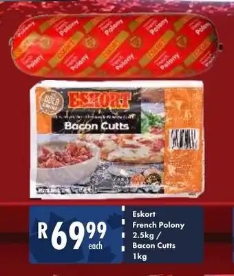 President Hyper Eskort French Polony 2.5kg, Bacon Cutts 1kg offer