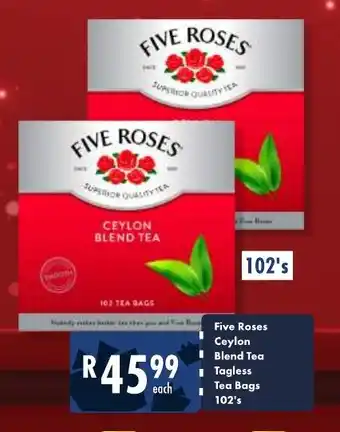 President Hyper Five Roses Ceylon Blend Tea Tea Bags 102's offer