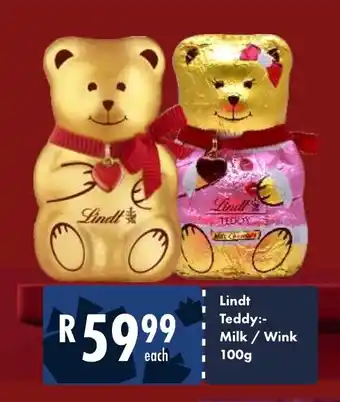 President Hyper Lindt Teddy Milk/Wink 100g offer