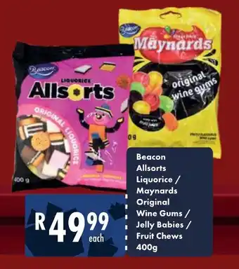 President Hyper Beacon Allsorts Liquorice, Maynards Original Wine Gums, Jelly Babies, Fruit Chews 400g offer