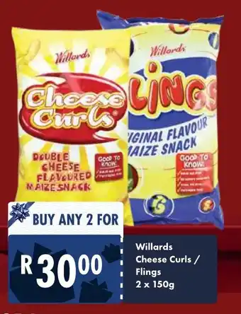 President Hyper Willards Cheese Curls/Flings 2x150g offer