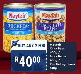 President Hyper Mayfair Chick Peas 400g, Black Beans 400g, Red Kidney Beans 410g offer