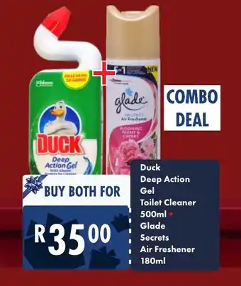 President Hyper Duck Deep Action Gel Toilet Cleaner 500ml + Glade Secrets Air Freshener 180ml offer