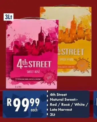 President Hyper 4th Street Natural Sweet Red/Rosé/White/ Late Harvest 3Lt offer