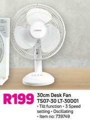 Game Logik 30cm Desk Fan TS07-30 LT-30D01 offer