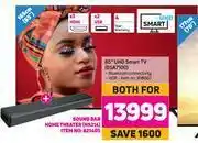 Game Hisense 65" (165cm) UHD Smart TV 65A7100 Plus Sound Bar Home Theater HS214-For Both offer