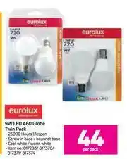 Game Eurolux 9W LED A60 Globe Twin Pack-Per Pack offer