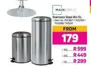 Game Mainstays 5Ltr Stainless Steel Bin offer